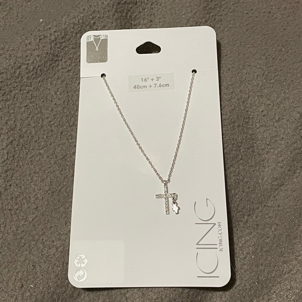 Icing Silver Cross Pendant Necklace